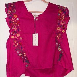 Women's Pink Embroidered Top